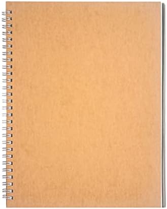 10 inch x 7.5 inch, 100GSM, Blank Spiral Notebook, 1-Pack, Soft Cover, Sketch book, 100 Pages / 50 Sheets, with writing backboard, (Brown)