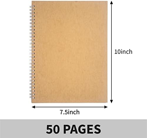 10 inch x 7.5 inch, 100GSM, Blank Spiral Notebook, 1-Pack, Soft Cover, Sketch book, 100 Pages / 50 Sheets, with writing backboard, (Brown) - Image 2
