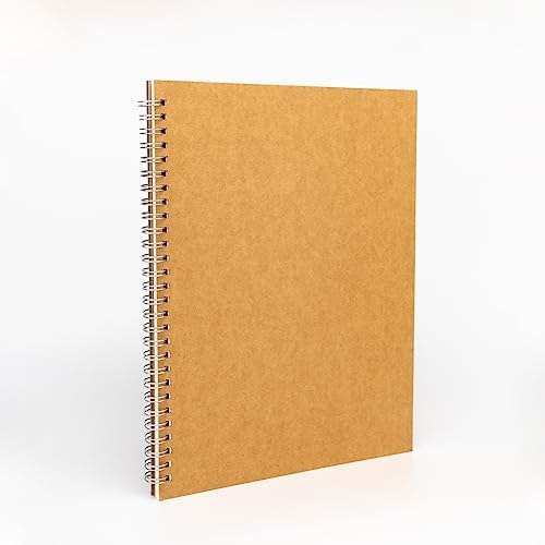 10 inch x 7.5 inch, 100GSM, Blank Spiral Notebook, 1-Pack, Soft Cover, Sketch book, 100 Pages / 50 Sheets, with writing backboard, (Brown) - Image 3