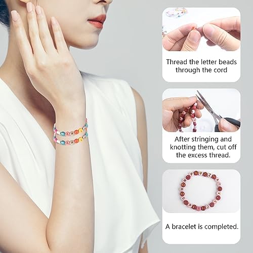 1000PCS Colourful Letter Beads for Threading, 4 x 7 MM Acrylic Round Beads for Jewellery DIY Making Crafts Bracelets Necklaces Ornaments-Gold - Image 3