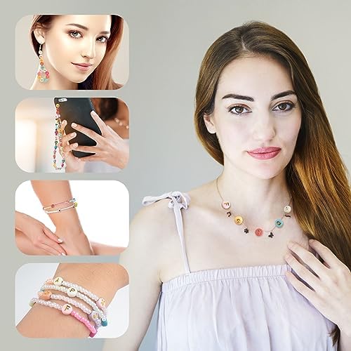 1000PCS Colourful Letter Beads for Threading, 4 x 7 MM Acrylic Round Beads for Jewellery DIY Making Crafts Bracelets Necklaces Ornaments-Gold - Image 4