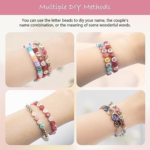 1000PCS Colourful Letter Beads for Threading, 4 x 7 MM Acrylic Round Beads for Jewellery DIY Making Crafts Bracelets Necklaces Ornaments-Gold - Image 6