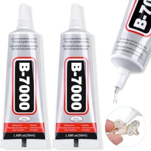 B-7000 Super Adhesive Glue, Industrial Strength B7000 Glues Paste for Rhinestones Crafts, Clothes Shoes, Fabric, Jewelry Making, Cell Phones, Tablet, Wood, Rubber, Leather (2x50 ml/1.68 oz)