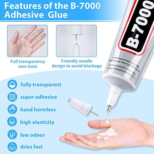 B-7000 Super Adhesive Glue, Industrial Strength B7000 Glues Paste for Rhinestones Crafts, Clothes Shoes, Fabric, Jewelry Making, Cell Phones, Tablet, Wood, Rubber, Leather (2x50 ml/1.68 oz) - Image 2