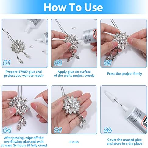 B-7000 Super Adhesive Glue, Industrial Strength B7000 Glues Paste for Rhinestones Crafts, Clothes Shoes, Fabric, Jewelry Making, Cell Phones, Tablet, Wood, Rubber, Leather (2x50 ml/1.68 oz) - Image 4