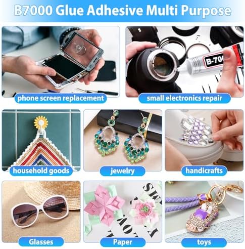 B-7000 Super Adhesive Glue, Industrial Strength B7000 Glues Paste for Rhinestones Crafts, Clothes Shoes, Fabric, Jewelry Making, Cell Phones, Tablet, Wood, Rubber, Leather (2x50 ml/1.68 oz) - Image 6