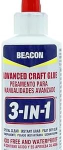 BEACON 3-in-1 Advanced Craft Glue - Fast-Drying, Crystal Clear Adhesive for Wood, Ceramics, Fabrics, and More, 4-Ounce