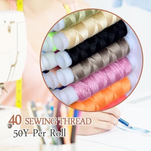 colored bird 40 Spools of Sewing Thread,Gift Box Portable Basic Sewing Repair Kits (Red) - Image 4