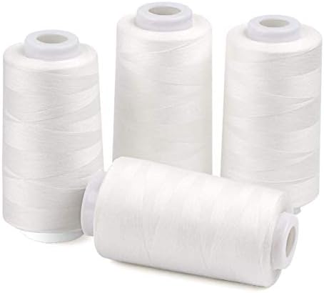 ilauke 4 x 3000 Yards Serger Thread Spools White Polyester Sewing Thread Overlock Cone - Image 2