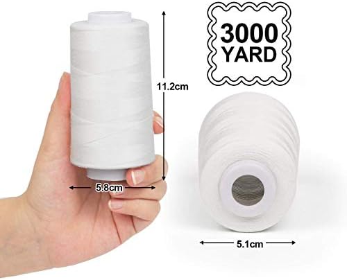 ilauke 4 x 3000 Yards Serger Thread Spools White Polyester Sewing Thread Overlock Cone - Image 3