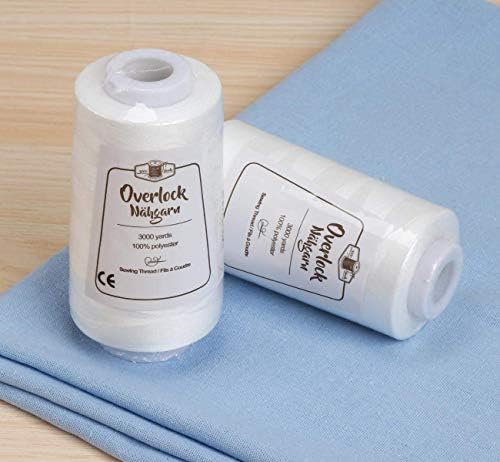ilauke 4 x 3000 Yards Serger Thread Spools White Polyester Sewing Thread Overlock Cone - Image 4