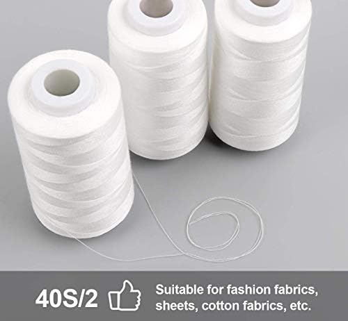 ilauke 4 x 3000 Yards Serger Thread Spools White Polyester Sewing Thread Overlock Cone - Image 5