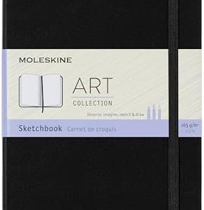 Moleskine Art Sketchbook, Hard Cover, Large (5" x 8.25") Plain/Blank, Black, 104 Pages