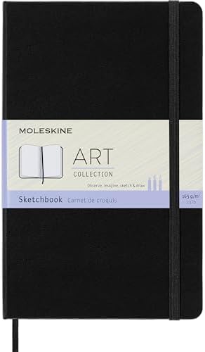 Moleskine Art Sketchbook, Hard Cover, Large (5" x 8.25") Plain/Blank, Black, 104 Pages