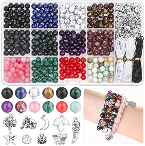 PAXCOO 473Pcs Stone Jewelry Making Kit Crystal Stone Bracelet Making Kit for Adults, Crystal Natural Healing Beads for Jewelry Making, Bracelet Making - Image 2