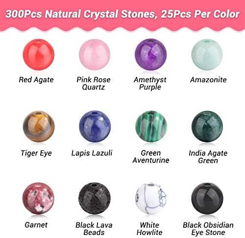 PAXCOO 473Pcs Stone Jewelry Making Kit Crystal Stone Bracelet Making Kit for Adults, Crystal Natural Healing Beads for Jewelry Making, Bracelet Making - Image 3