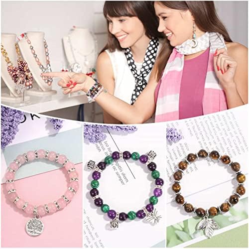 PAXCOO 473Pcs Stone Jewelry Making Kit Crystal Stone Bracelet Making Kit for Adults, Crystal Natural Healing Beads for Jewelry Making, Bracelet Making - Image 7