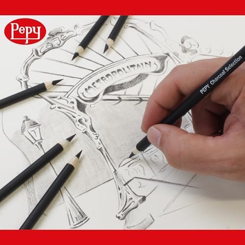 Pepy Professional Soft Charcoal Pencil Set – Set of 6 Pre-Sharpened Black Charcoal Pencils; Perfect for Drawing, Sketching, Blending and Shading - Image 5
