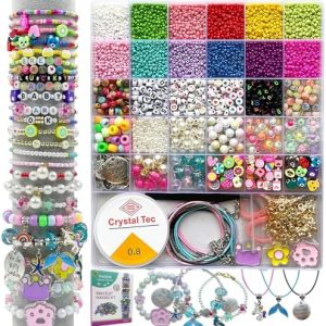 PHODDR 4300pcs Beads Bracelet Making Kit ,Beads for Jewelry Making Kit Supplies, Friendship Bracelet kit, Birthday Christmas Gifts for Girls Ages 5 6 7 8 9 10 11 12 Years Old