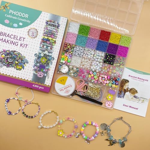 PHODDR 4300pcs Beads Bracelet Making Kit ,Beads for Jewelry Making Kit Supplies, Friendship Bracelet kit, Birthday Christmas Gifts for Girls Ages 5 6 7 8 9 10 11 12 Years Old - Image 4