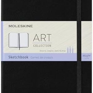 Moleskine Art Sketchbook, Hard Cover, Large (5″ x 8.25″) Plain/Blank, Black, 104 Pages